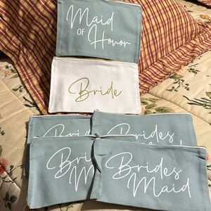 Bridal Party Cosmetic Bags Set - White and Green